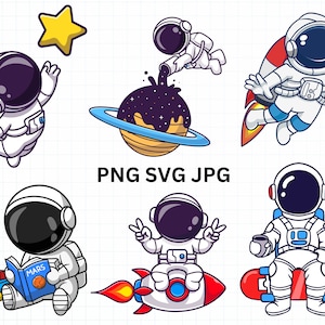 Astronauta Svg Png Bundle, Astronauta con cohete svg, niño astronauta svg, Universo Svg, Spaceman svg, Espacio SVG