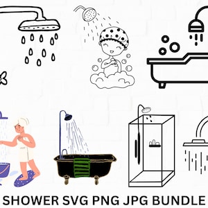 Pacchetto Baby Svg, Baby Shower Svg, Soffione doccia SVG PNG, Doccia Svg, Icona soffione doccia, Bagno SVG, Idraulico Svg, Clipart bagno