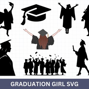 Graduate Silhouette, Graduation Cut File, Graduation Design SVG, graduierte Mädchen Silhouette Graduierung 2024 svg, Graduierung Cap, Graduierung Clipart