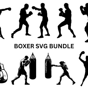 Paquete de SVG de boxeo, SVG de boxeo, silueta de boxeo, SVG de guantes de boxeo, clipart de boxeo, SVG de boxeador, SVG de camiseta de boxeo, archivo de corte SVG de boxeo