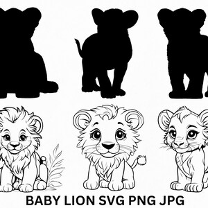 Pacote SVG de leão bebê, Pacote SVG de leão bebê fofo, Leão bebê fofo, Leão fofo SVG, Arquivo SVG de animal, Rosto de leão SVG, Arquivo de corte de leão