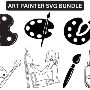 Arquivo Svg de ferramentas de pintor de artista, Svg de arte, clipart de artista, ferramentas de arte PNG, logotipo de artista svg, SVG de pincel, SVG de pintor