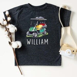 Personalized Green Golf Cart Shirt – Daddy and Me Golf Outfit – Custom Kids Name – Boho Style Tee for Toddler, Youth & Adult Matching Tees