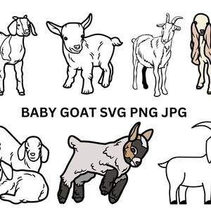 Geiten bundel Svg, babygeit Svg, geiten Clipart, geiten bestanden voor Cricut, geiten silhouet, geiten Vector, schattige dieren Svg