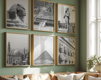 Egypt Landmark Black and White Photo Gallery Set of 6 (Digital Print)