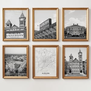 Auburn Alabama Wall Art City Prints: Black and White Photo Poster Set (Digital Download