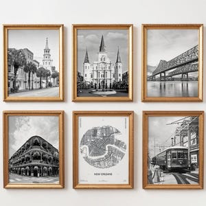New Orleans Gallery Wall Art - Set van 6, New Orleans zwart-witfoto, New Orleans posters, New Orleans prints, Louisiana