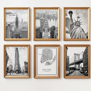 New York Set 6 druckbare Fotografie, NYC schwarz weiß Galeriewand Set, Nyc Poster Nyc 6 Stück Poster, New York print Große Wandkunst