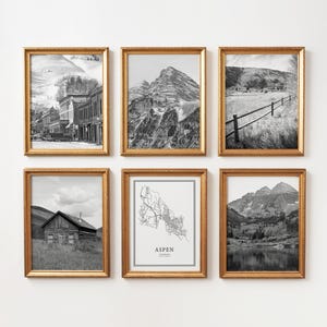 Aspen Colorado Black & White Photo Prints: Set of 6, Travel Gallery (Digital Download)