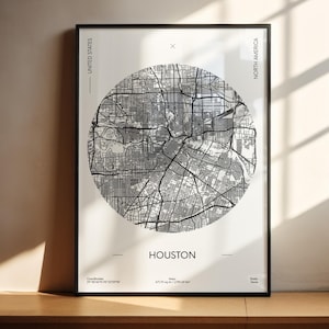 Houston Map Print, Texas Map Print, Houston Wall Art, Texas Wall Art, Map of USA, US Maps, Houston Map Posters, Street Map Print, City Map