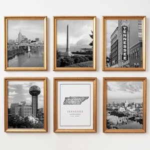 Tennessee Gallery Wall Art -Set of 6, Tennessee Black and White Photo,Tennessee Posters, Tennessee Prints,United States poster set Nostalgia