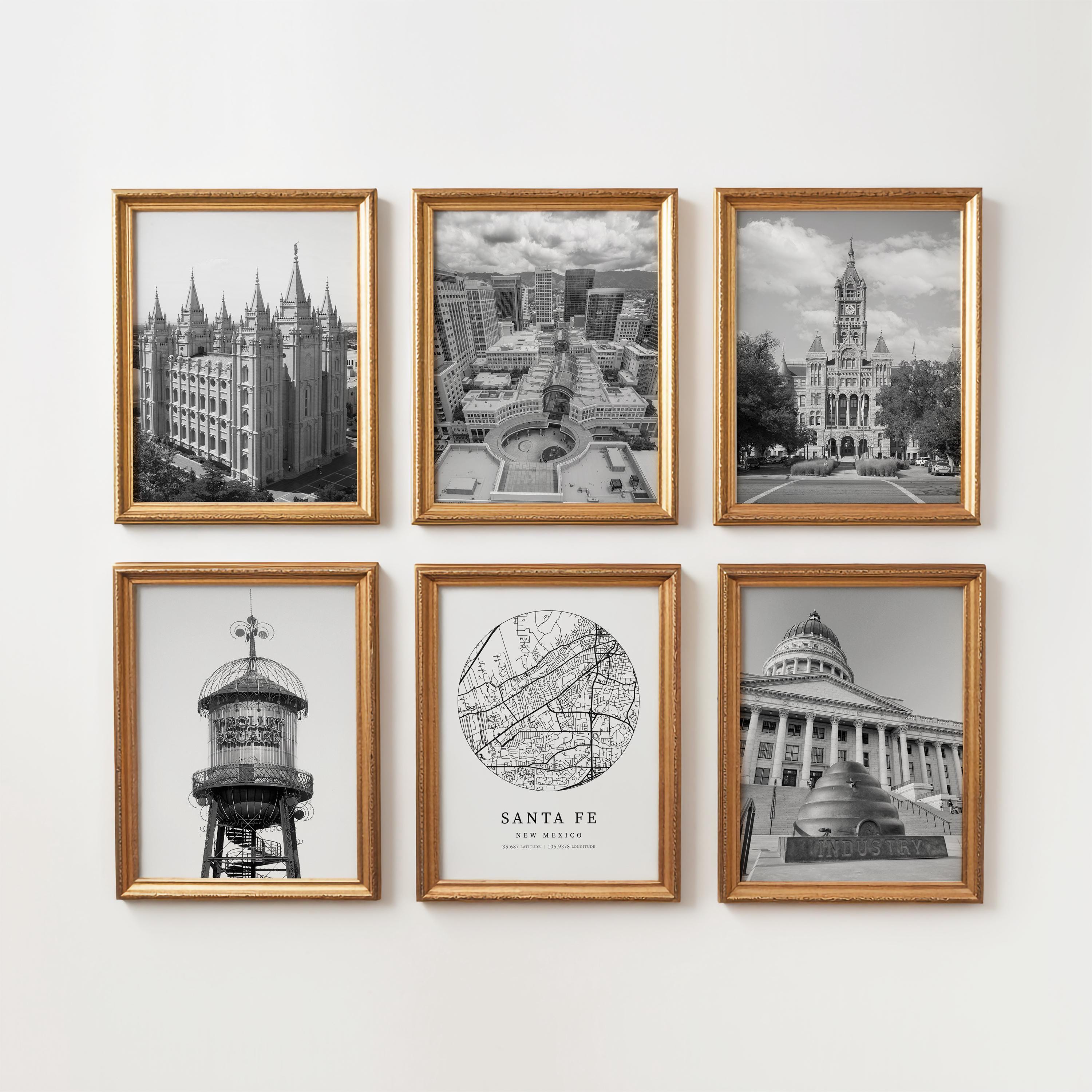 Santa Fe City New Mexico Wall Art Prints: Black and White Photo