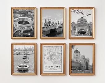 Melbourne City Australia Prints: Black and White Photo Gallery Set (Digital Download)