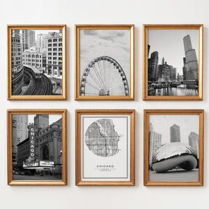 Chicago Black and White City Prints - Set of 6 - IL Photo Gallery (Digital Download)