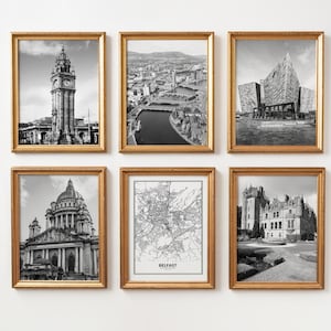 Belfast City Prints: Black and White Photo Gallery Set of 6 Poster Prints(Digital Download