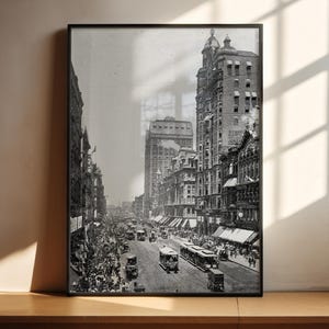 Chicago State Street Antique poster, Chicago Nostalgia Black and White poster, Chicago 1890 Photo Antique Photo Chicago USA vintage poster