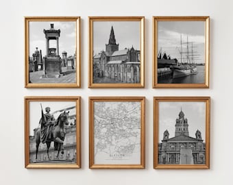 Glasgow Scotland Black and White Photo Print Set: Glasgow Gallery Wall Art (Digital Download)
