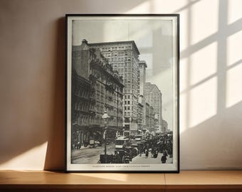 Chicago 1890 Randolph Street Foto: vintage zwart-wit poster VS (digitale download)