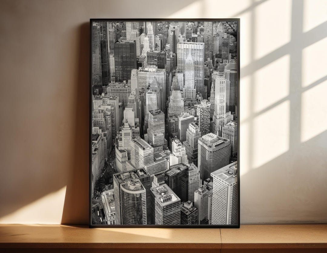 Black and White New York City Skyline Print: Manhattan Wall Art Poster ...