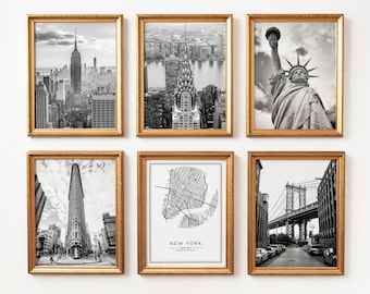 New York NYC City Photography Print Set: Black & White Cityscape Gallery Photo (Digital Download)