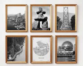 Vancouver Black & White Photo Prints: Set of 6, Travel Gallery (Digital Download)