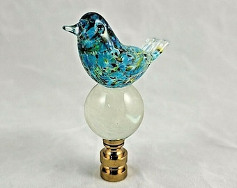 Hand  Blown  Artglass  Bird  Electric  Lighting  Lamp  Shade  Finial       (NEW)