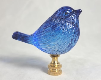 Blue Art  Glass   Bird  Electric  Lighting  Lamp  Shade  Finial   (NEW)