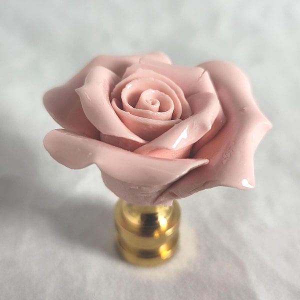 Pink  Petite  Ceramic  Rose  Electric  Lighting  Lamp  Shade  Finial     (New)