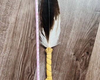 Real moulted Wedge Tail Eagle smudge fan  prayer Feather with permit 007