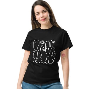 Abstract Faces Tshirt, Unisex Tshirt, Art Tshirt, Art Drawing Shirt, Cotton Tshirt, Line Shirt, Minimalist Tee, Aesthetic Tshirt