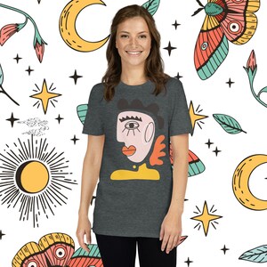 Abstract Face Shirt, Unisex Tshirt, Line Shirt, Cotton Tshirt, Art Tshirt, Art Drawing Shirt, Minimalist Tee, Aesthetic Shirt,Colorful Shirt
