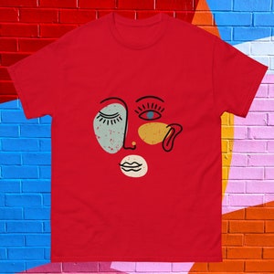Abstract Face Shirt, Unisex Tshirt, Line Shirt, Cotton Tshirt, Art Tshirt, Art Drawing Shirt, Minimalist Tee, Aesthetic Shirt,Colorful Shirt