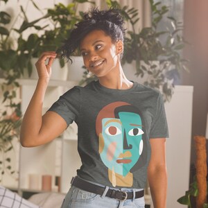 Face Art Tshirt, Unisex Tshirt, Art Drawing Shirt, Cotton Tshirt, Boho Shirt, Abstract Shirt, Minimalist Tee, Line Shirt, Aesthetic Shirt