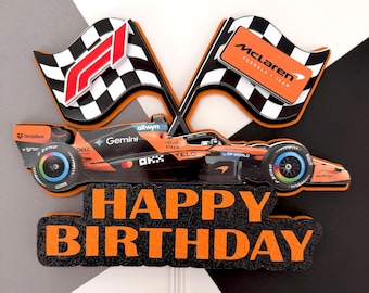 3D Mclaren Cake Topper | Personalized Formula 1 Birthday Cake Decor | Mclaren F1 Birthday Decoration