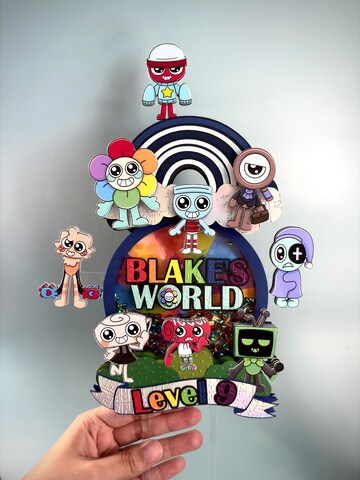 Personalized Dandys world Cake Topper | Shaker Cake Topper | Dandys world Theme Birthday Decor |  Dandys world Cake Topper with light