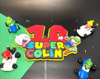 Mario Bros Cake Topper – Personalized Birthday Decoration - Super Mario Cake Topper – Gamer Party Decor- Video Game  Birthday Decoration