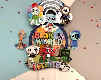 Adorno para tarta personalizado de Dandy's World / Adorno para tarta con luz y agitador / Decoración de cumpleaños de Dandy's World / Adorno para tarta personalizado en 3D