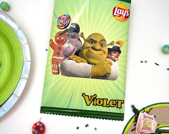 Shrek Chip Bags – Custom Party Favors for Kids Birthday - Shrek Snack Bags - Empty