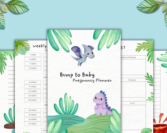 Pregnancy Planner Printable | Pregnancy Journal Printable | Cute Dino Illustrations