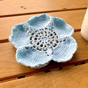 Lotus Crochet Coaster Set Of 4 - Unique Flower Coaster Handmade Home Decor, Idea House Warming Gift