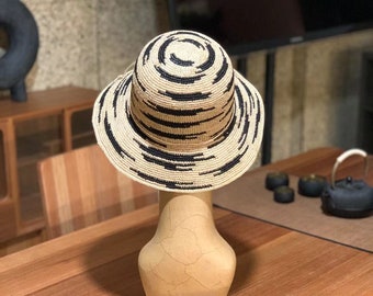Natural Raffia Crochet Bucket Hat - Wide Brim Summer Style, Trendy Beach Hat For Women