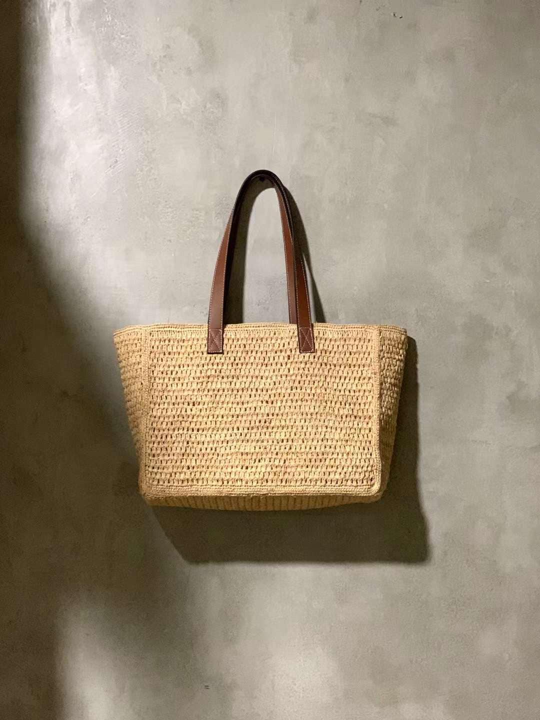 Buy Handmade Crochet RAFFIA BAG With Leather Straps Summer Beach Straw  Bag for Women Online in India