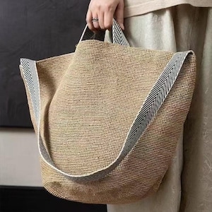 Borsa a tracolla oversize in rafia multicolore - Borse a spalla in paglia per donna, regali unici per lei