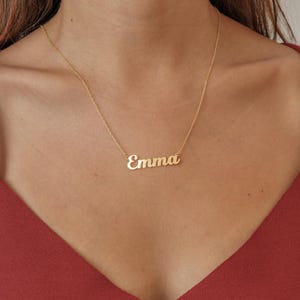 Custom Name Necklace, 14k Gold Personalized Name Necklace, Dainty Name Plate Necklace, Personalized Jewelry,Custom Gift for Her Women Sister