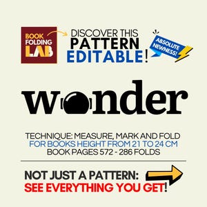 WONDER Pattern Editabile Book Folding – 286 Pieghe – Schema Piegatura in Excel Modificabile + Guida PDF + Pattern Bonus + Calcolatore PRO
