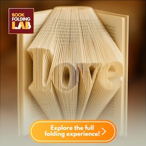 LOVE Book Folding Pattern Modificabile – 201 pieghe per libri da 402 pagine (h 21-24 cm) + Guida PDF + Pattern Cuore + Calcolatore PR