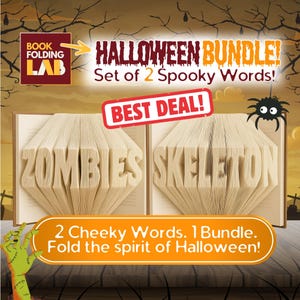 ZOMBIES SKELETON Book Folding Patterns Bundle, Halloween Horror Decor, Spooky Book Art, Digital DIY Templates for Book Lovers
