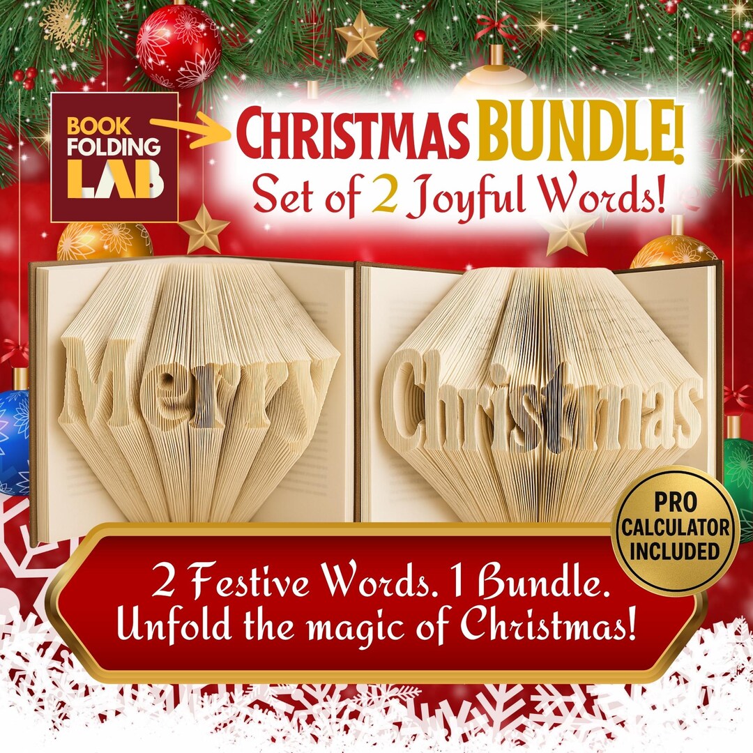 Merry Christmas Book Folding Patterns Bundle Holiday DIY Decor