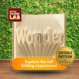 Wonder Book Folding Template Editable XLS, Inspirational Word Pattern with PDF Guide + Bonus Heart Design, Digital Download