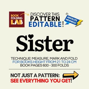 SISTER Pattern Book Folding Modificabile – 300 pieghe per libri da 600 pagine (h 21-24 cm) + Guida PDF + Pattern Cuore + Calcolatore PRO
